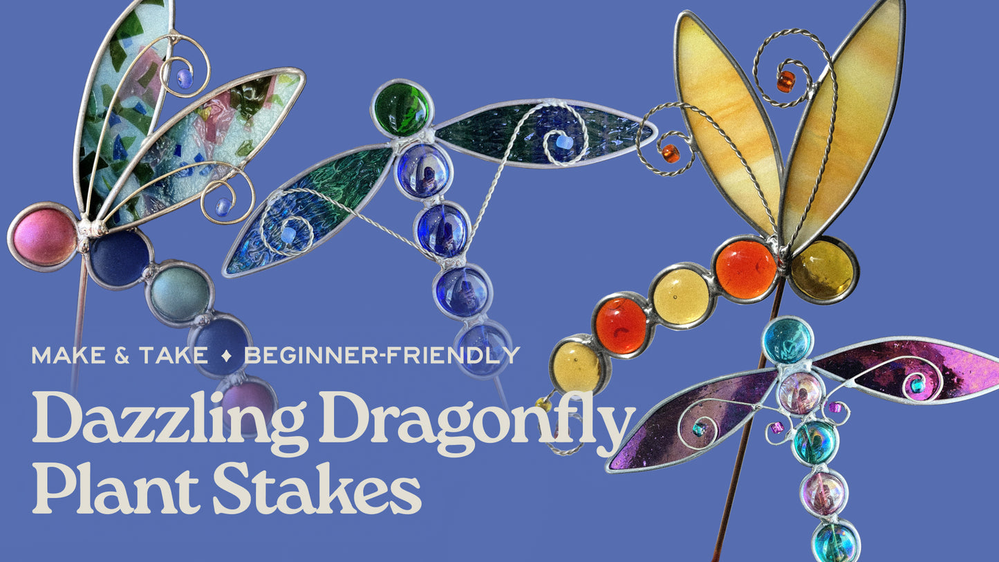 stained glass dragonfly plant stakes